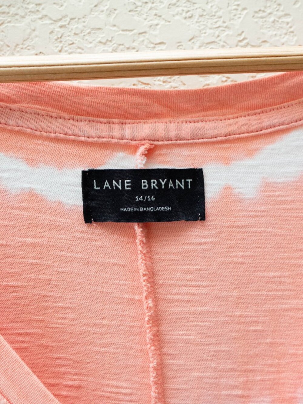 Lane Bryant Tie Dye Dress 14/16 Coral Pink White Sleeveless VNeck Pockets Cotton - Picture 3 of 14